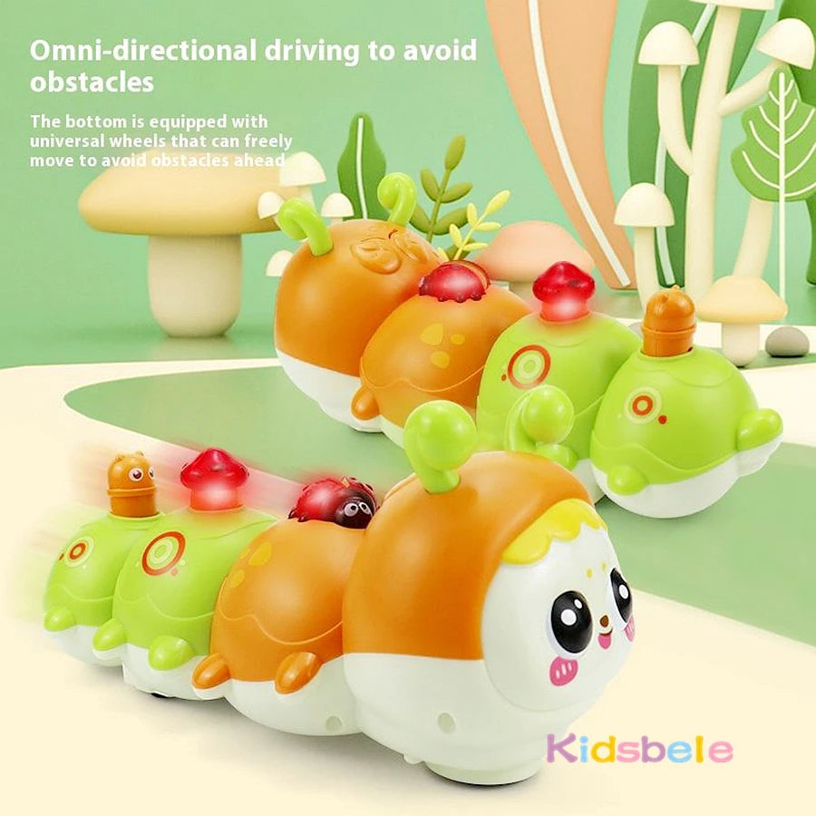 Montessori Electric Sensory Crawling Caterpillar Toys Christmas Gift for Toddler with Music and Light 1-3 Years Tummy Time Toy