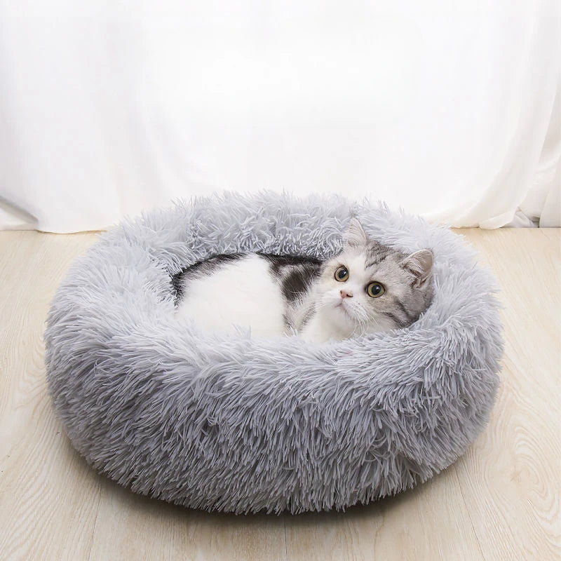 Home Plush Pet Nest Winter Cat Nest Dog Nest Warm Detachable and Washable Round Cat Nest Pet Bed Seasonal Universal Decoration