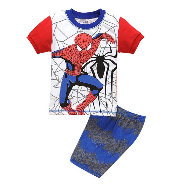 Summer Children Cotton Pajamas Cartoon Spiderman Baby Set Clothing Kids Clothes Children's Short Sleeve T Shirt Sleepwear