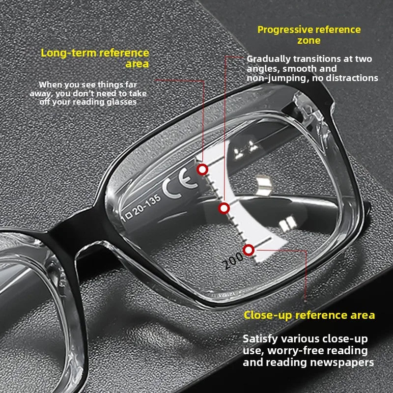 Fashionable Far and Near Dual-use Multifocal Reading Glasses New Anti Blue Light High-definition Eye Protection Glasses