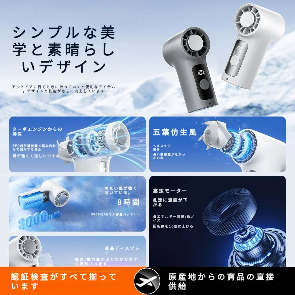 Hands-free  Fan With Clips Cooling Canopy Fans 3000mAh Portable Fan Stepless Control Digital Display Anti-slip Clips Of Umbrella