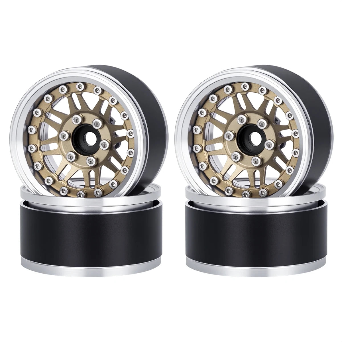 4Pcs 1.9 Aluminum Beadlock Wheel Rims Adjustable Offsetfor 1/10 RC Crawler Car TRX4 TRX6 SCX10 90046 GEN7 8 D90 Upgrade Parts