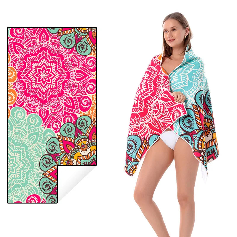 Quick-drying Microfiber Bath Towel Beach Resort Swimming Beach Towel single-sided Sweat Absorption  Sun  Beach Towel