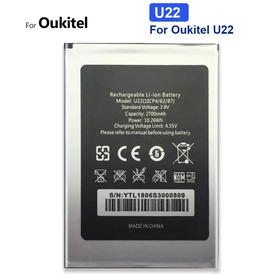 Battery for Oukitel U25 U20 U16 U15 U11 U7(pro Plus MAX) U22 U18 U10 C21 C18 C17 C15 C12 C11 C5 S70 Pro C25 C10 C8 C4 C2 S80 S77