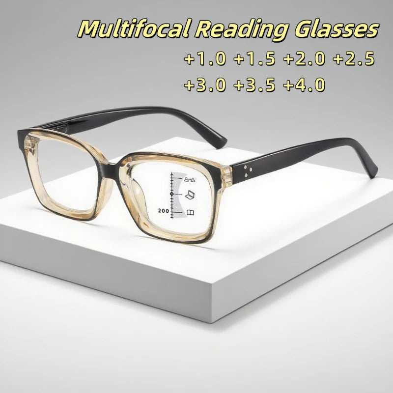 Fashionable Far and Near Dual-use Multifocal Reading Glasses New Anti Blue Light High-definition Eye Protection Glasses