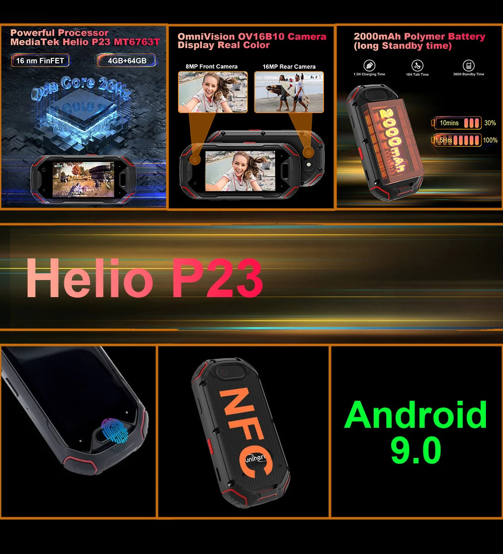 In Stock Unihertz ATOM World's Mini Rugged Smartphone 4GB 64GB Android 9 Octa Core 2.45 inch Unlocked Cellphone 2000mAh NFC