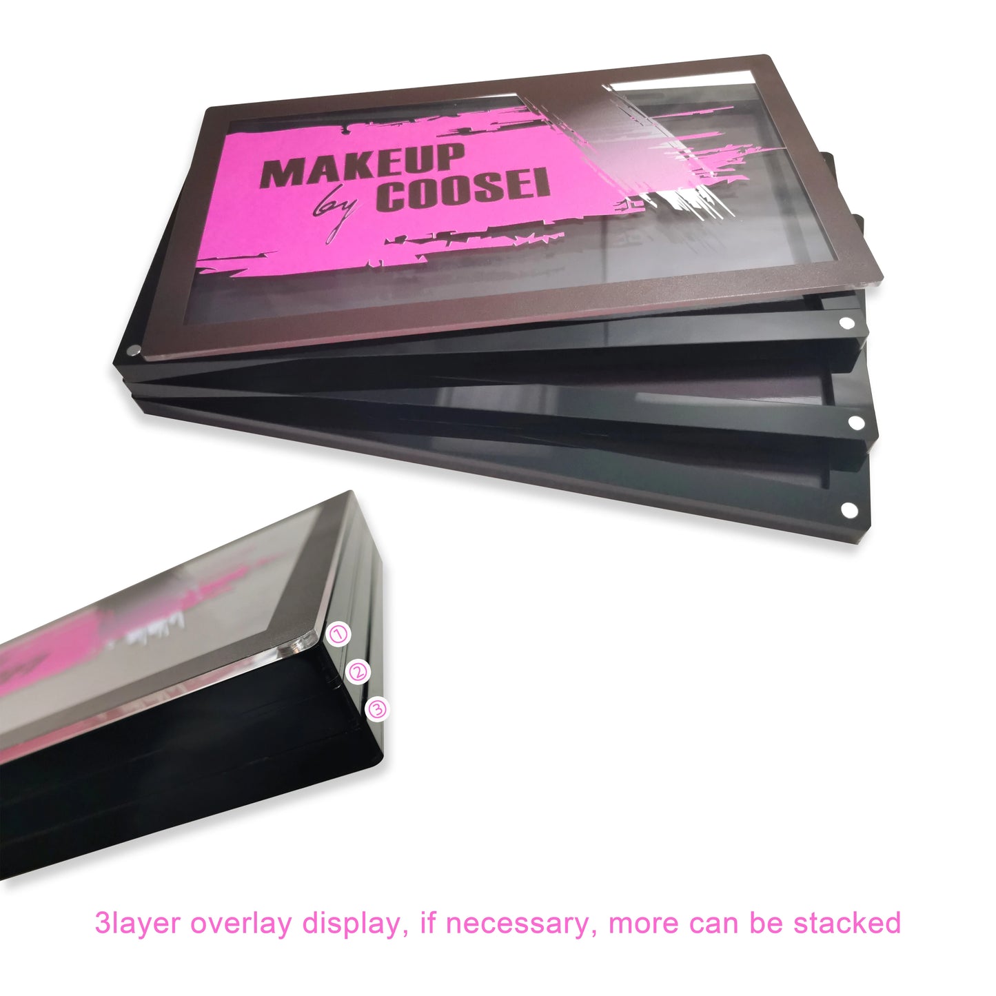 Clear lid  Acrylic 2 layers Stackable EMPTY Magnetic Eyeshadow Palette DIY Your Large Makeup Plalette