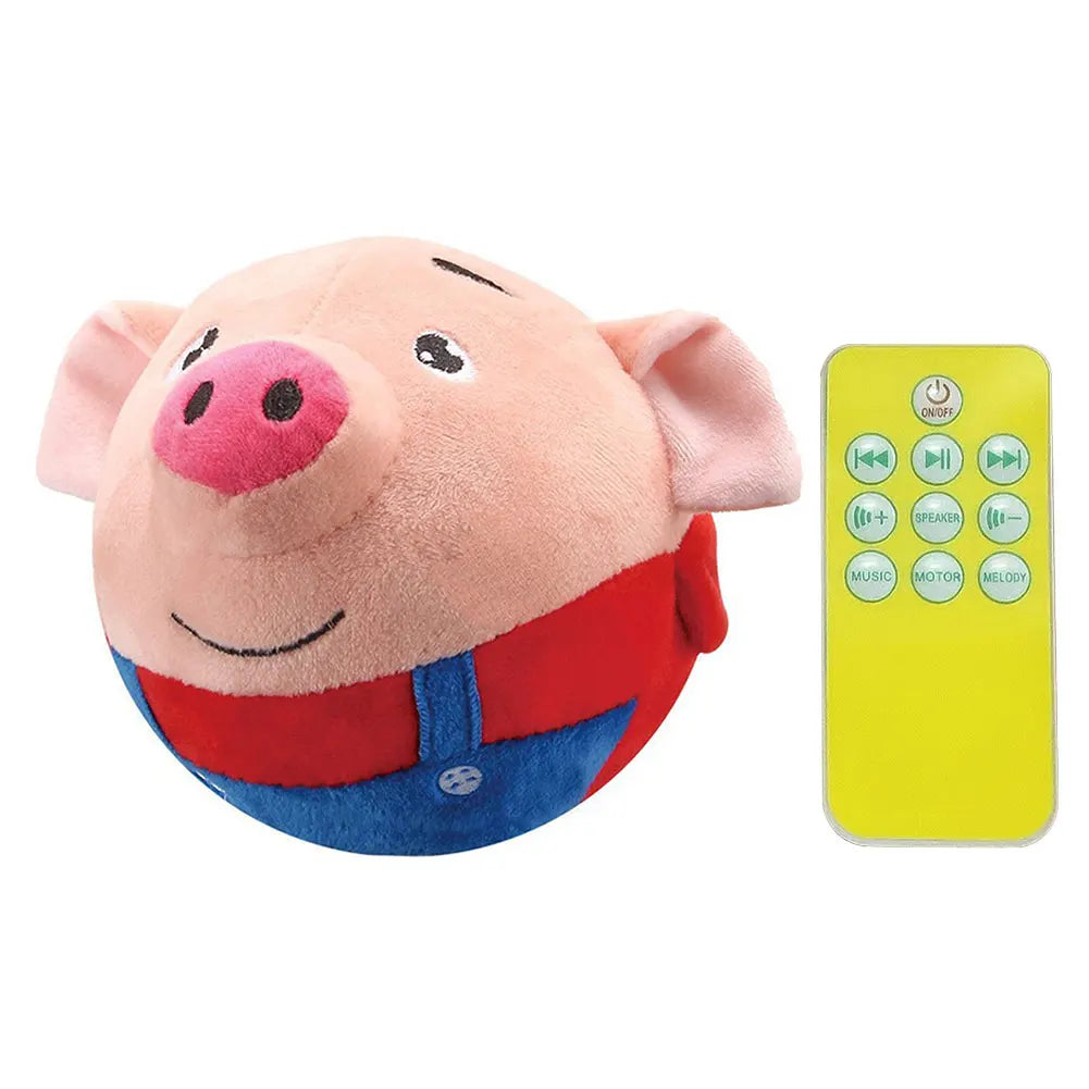 Cartoon Pig Active Moving Pet Plush Toy USB Rechargeable Talking Moving Dog Ball Toy Pet Bouncing Balls for Dogs Cats