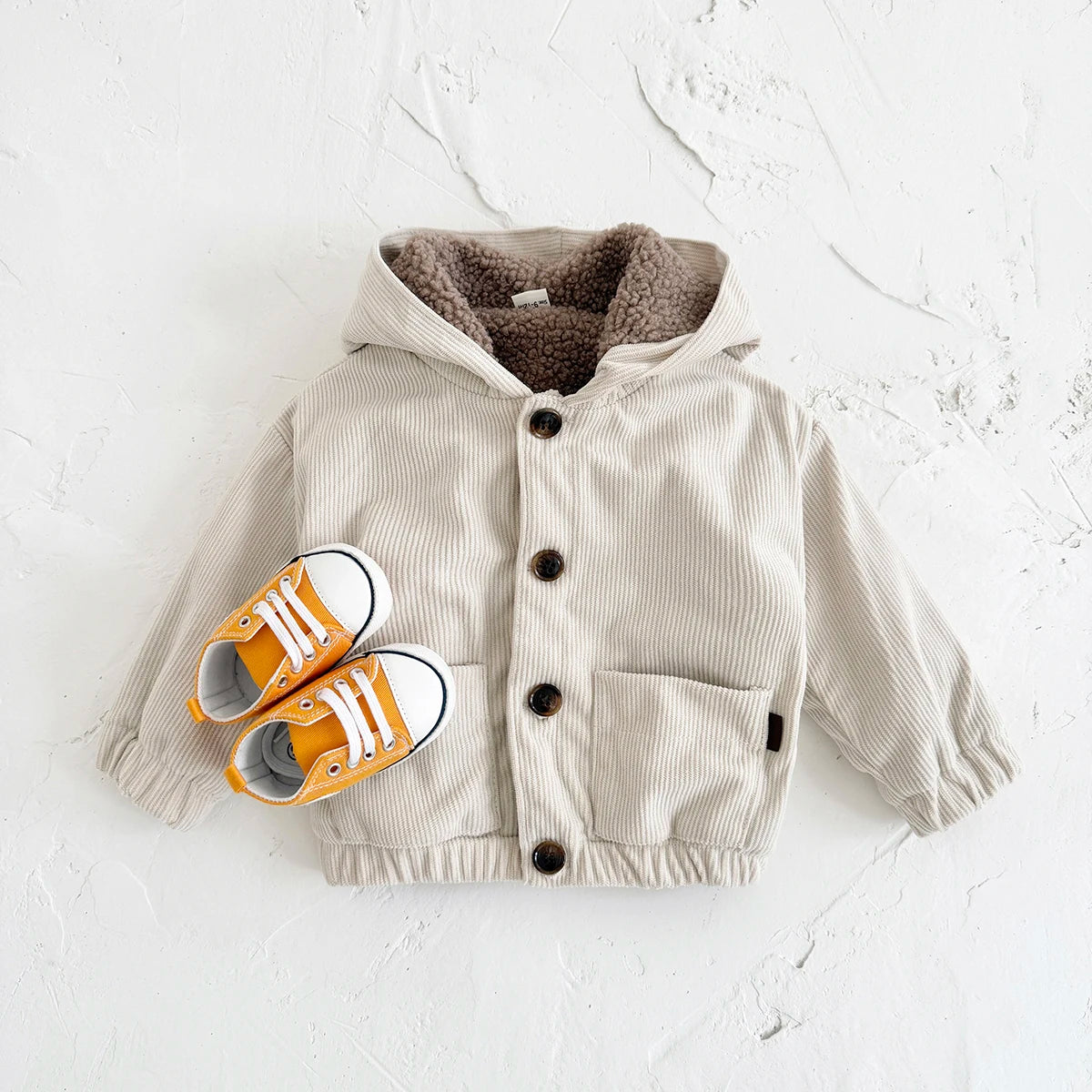Ins Winter Warm Baby Girls Clothes Outdoor Jacket Thick Fleece Hoodie Infant Boys Baby Clothes Fruit Embroidery Newborn Baby Top