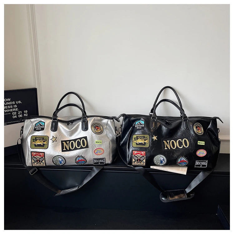 Fitness Travel Bag Suitable for Both Men and Women, Can Be Carried by Hand, Worn over the Shoulder or Cross-Body， Pu Leather Bag