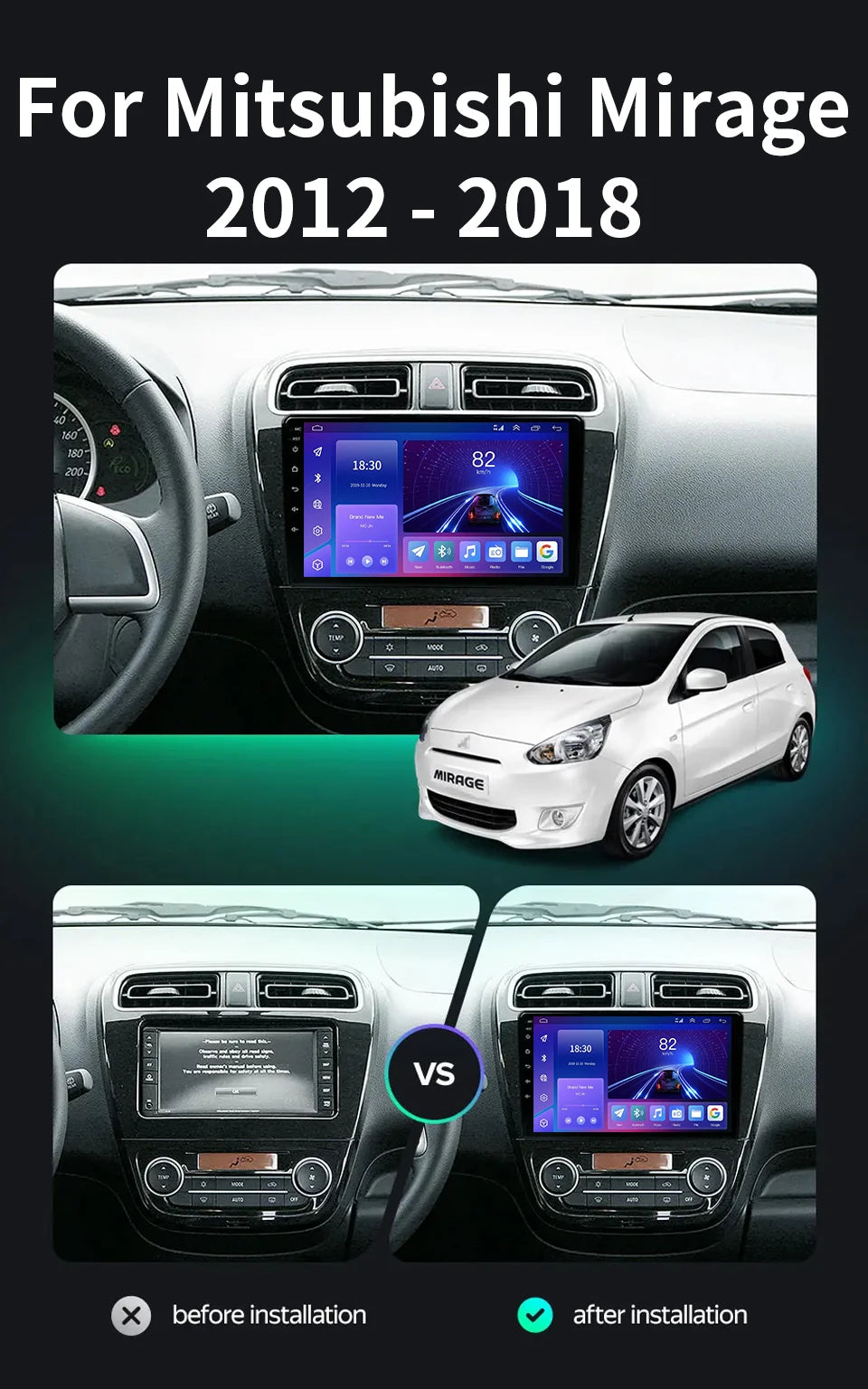Car Radio Multimidia For MITSUBISHI Mirage Spacestar Attrage 2012-2018 GPS Navigation Carplay 2din