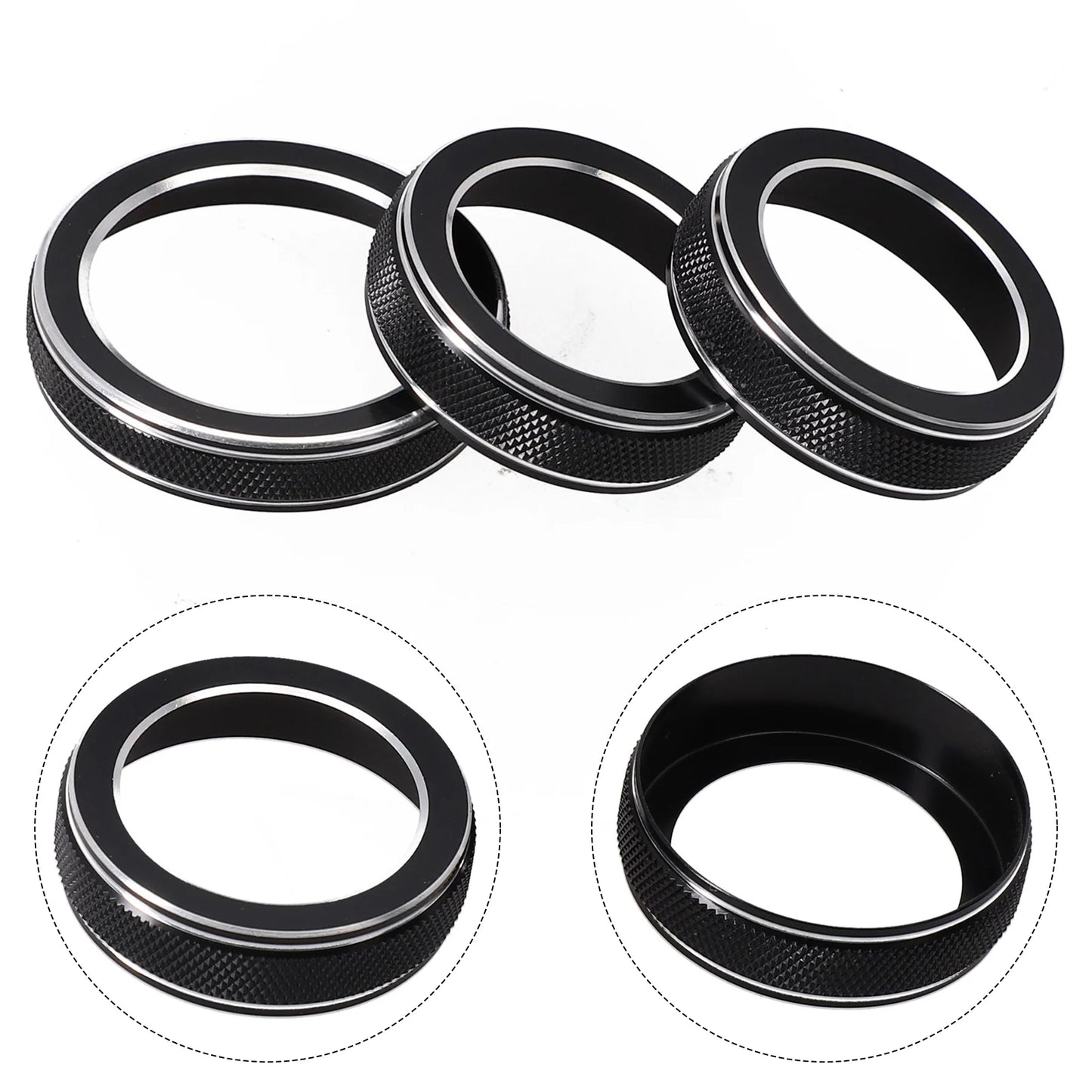 For Jeep Grand For Cherokee 2014 2015 2016 2017 2018 2019 2020 2021 Car Black AC Radio Switch Trim Ring Knob Covers 3pcs