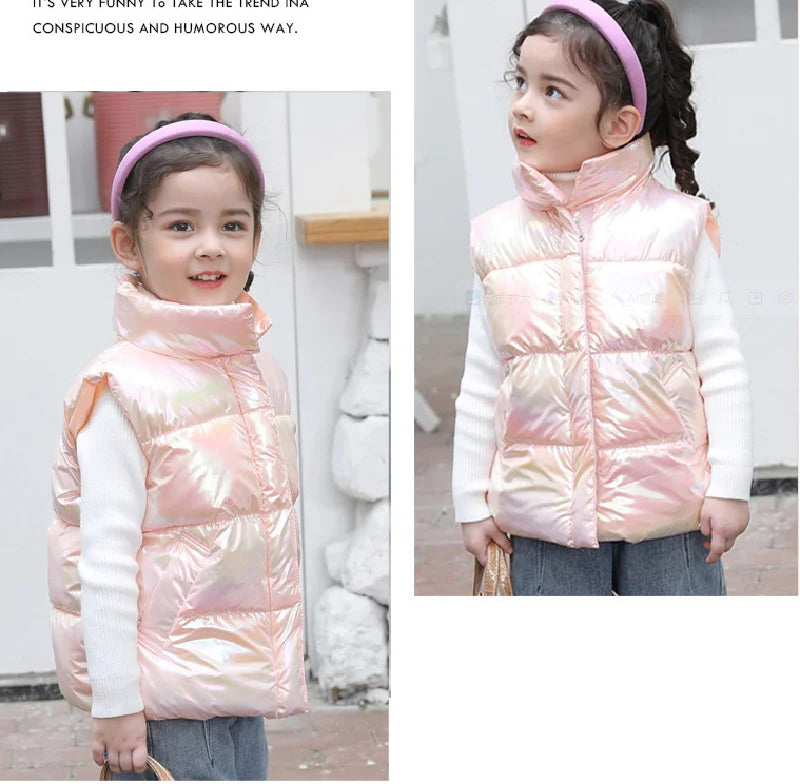 Kids Down Cotton Vest 2024 New Autumn Winter Girls Boys Fashion Warm Waistcoats No-wash Outerwear 3-10 Years Children Clothes