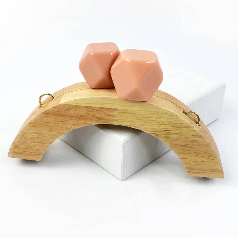 1/2Pcs Deepeel 14cm Wooden Purse Handle Colored Beads Mini DIY Bag Frame Kiss Women Handbag Closure Clasp Handmade Accessories