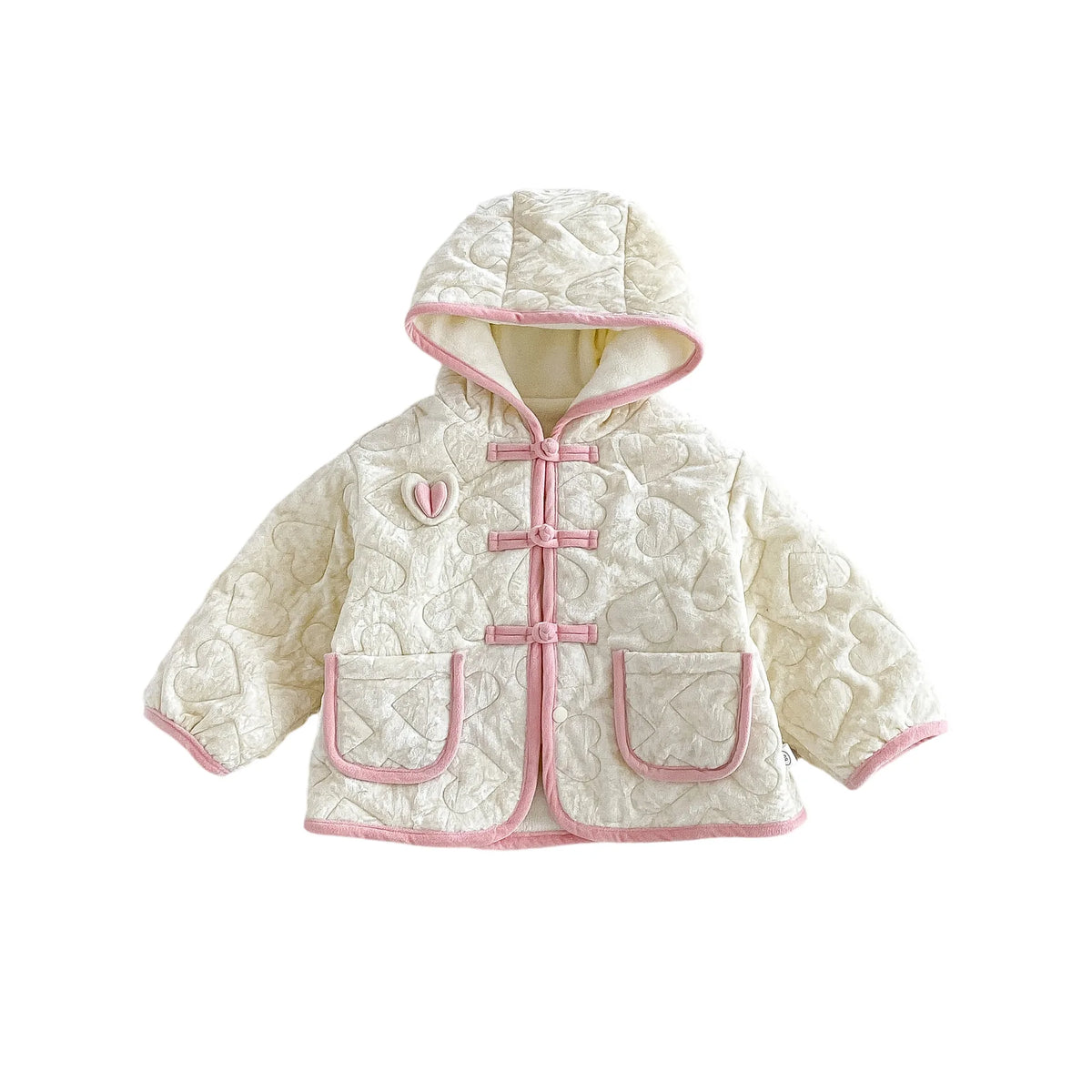 2026 New Winter Girls Heart Quilted Colorblock Coat | Fleece-Lined Hooded Padded Jacket | Cute Warm Outwear