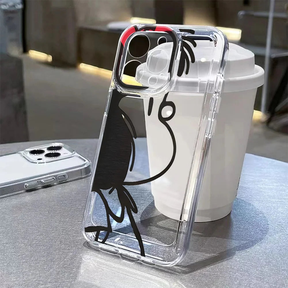 Cartoon Bow Mafaldas Phone Case For iPhone 17 16 16e 15 14 13 12 11 Mini Pro Max X XR XSMax 7 8 Air Plus Transparent Back Cover