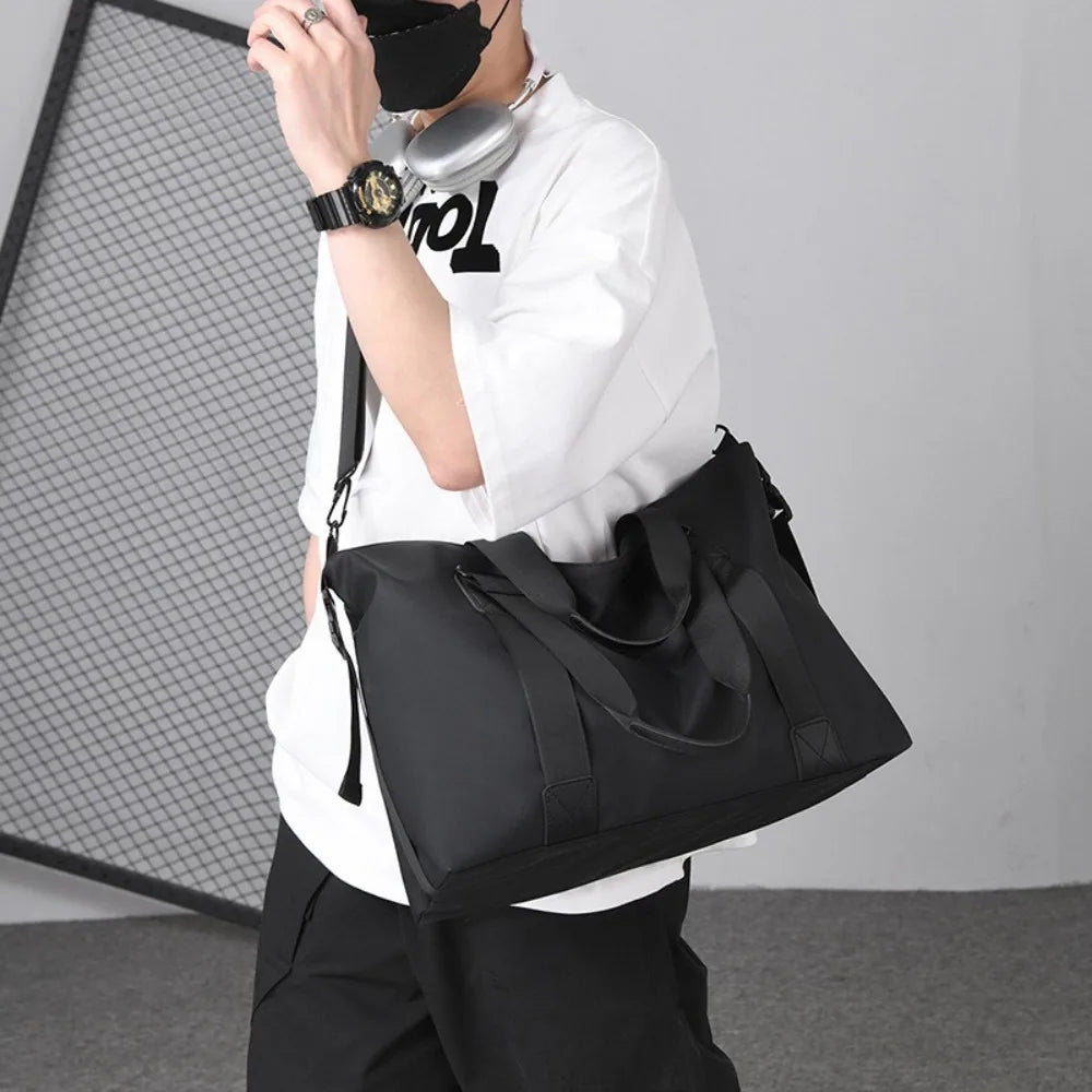 Large-Capacity Womens Travel Tote Bags Solid Color with Zipper Gym Fitness HandBag Overnight Bag Duffel Bag Sports Shoulder Pack