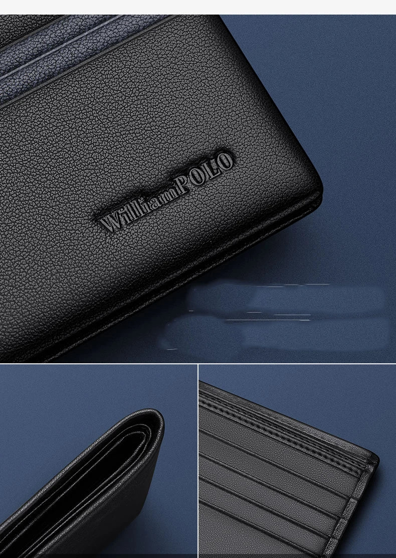 Luxury men's short leather wallet 2024 new large capacity multi-card money clip boys gift thin money clip