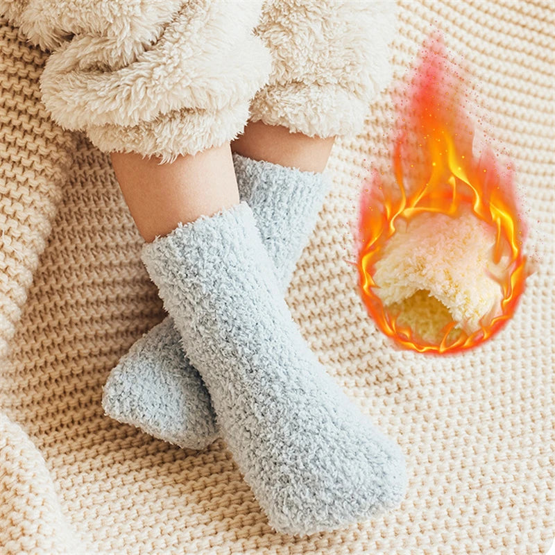 3Pairs Autumn and Winter Thick Baby Toddler Socks for Girls and Boys Coral Fleece Non-slip Baby Floor Foot Socks 0-5Y Children