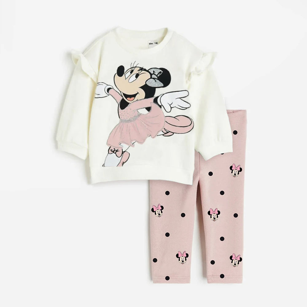 Kids Baby Girl Spring Autumn Clothes Sets Cute Minnie Print Sweatshirt+Pants 2Pcs Casual Long Sleeve Outfits