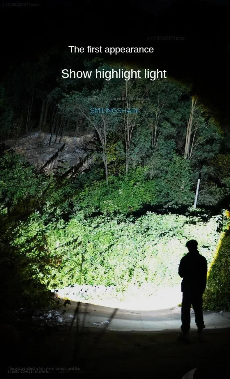 Xiaomi SMILING SHARK Outdoor Flashlight Portable Strong Lights Variable Focus with Home Camping Fishing Walking Lighting Lamp