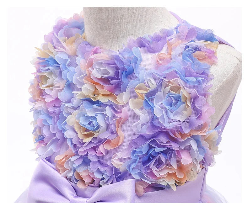 2025 new Girl's Unicorn Dress 1-10 Year Old Children's Flower Cake Princess Dress Carnival Halloween Performance Clothing