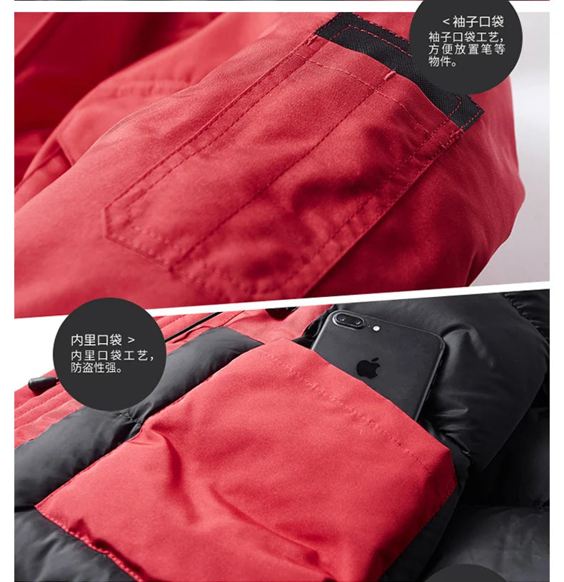 -30 C FIT Plus Thick Velvet Down & Parka coat 6XL 7XL 8XL  winter jacket men waterproof windproof chaquetas hombre