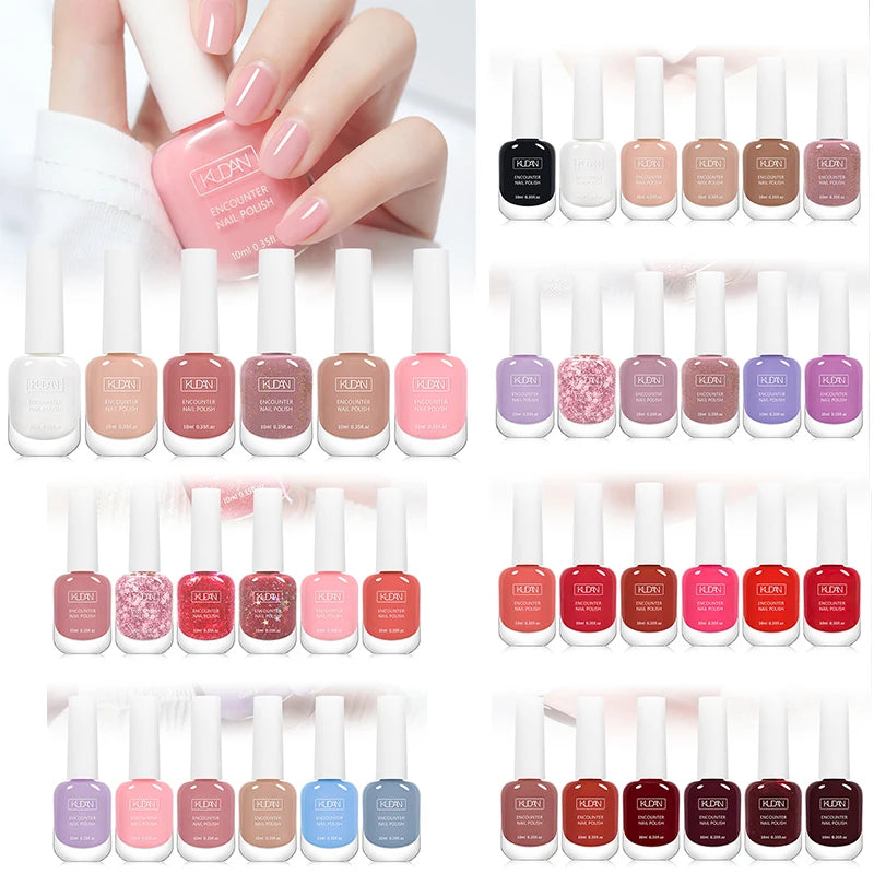 6Pcs/Set 10ml Nude Pink Nail Polish Water-Based Nail Polish Odorless Fast-Drying,No Need To Bake, Suitable For All Seasons Salon