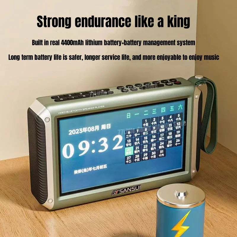 SANSUI F55 Portable FM Radio Video display radio Wireless Bluetooth Speakers Dual TF Card Slot MP4 Music Player Video E-book