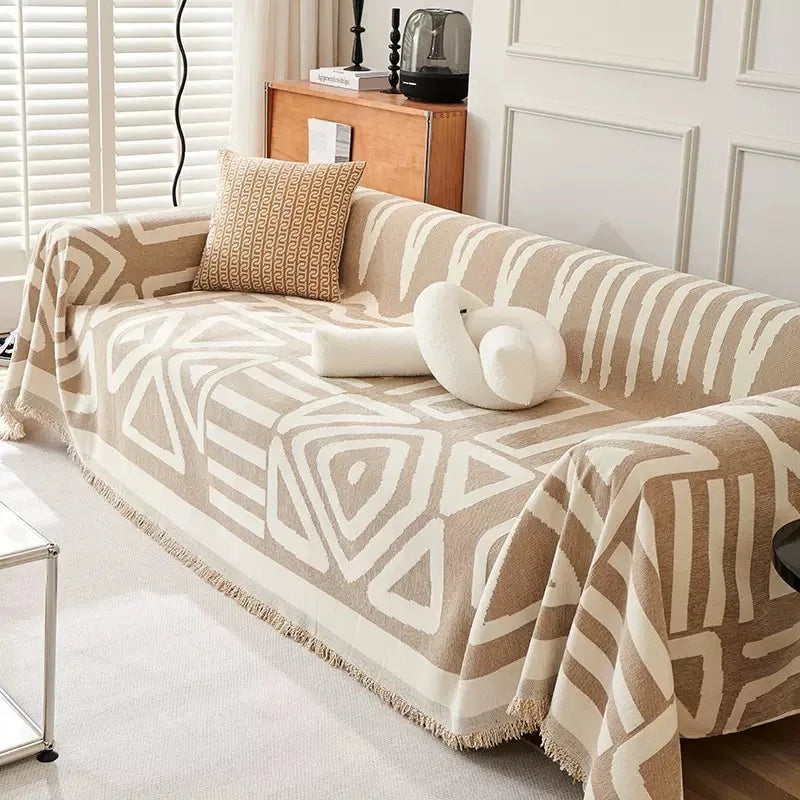 Bohemia Jacquard Slipcover Chenille Sofa Cover with Tassels Sofa Towel Living Room Camping Multipurpose Blanket Furniture Decor