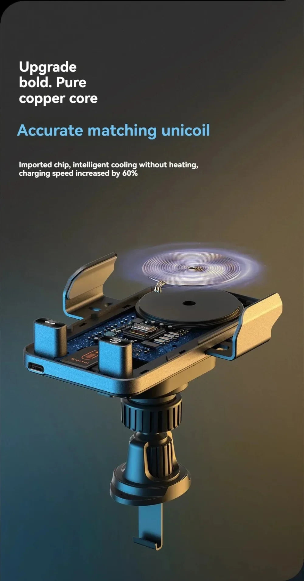 Auto-Sensing Car Wireless Charger Electric Rotating Mount Ambient Light Compatible Fast Charging Station for iPhone 17 16 15 14