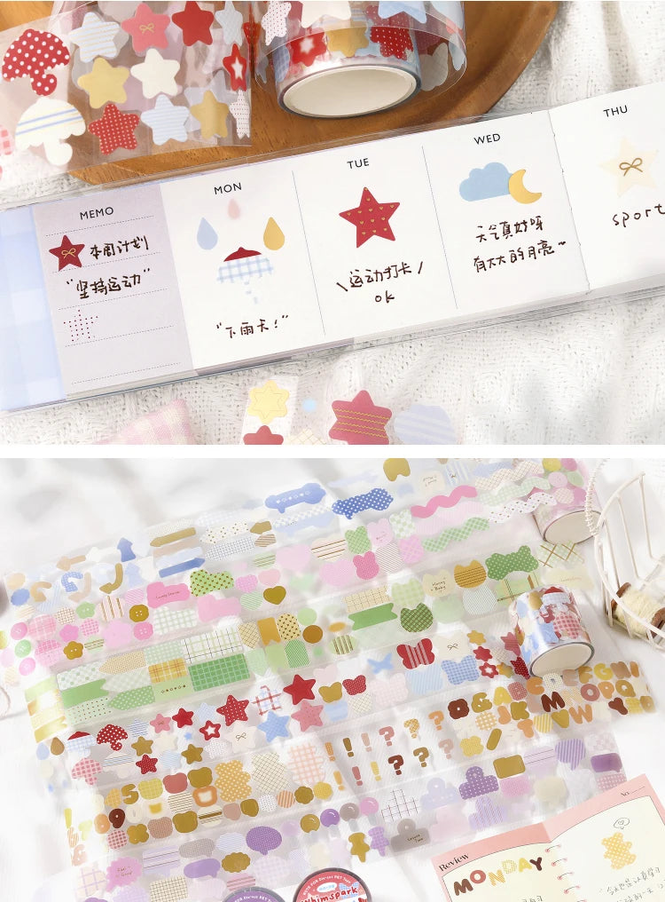 40mm * 300cm Kawaii Ins Basic Geometric Pattern Die Cutting Stickers Creative Handbook Decoration DIY Diary Scrapbook Supplies