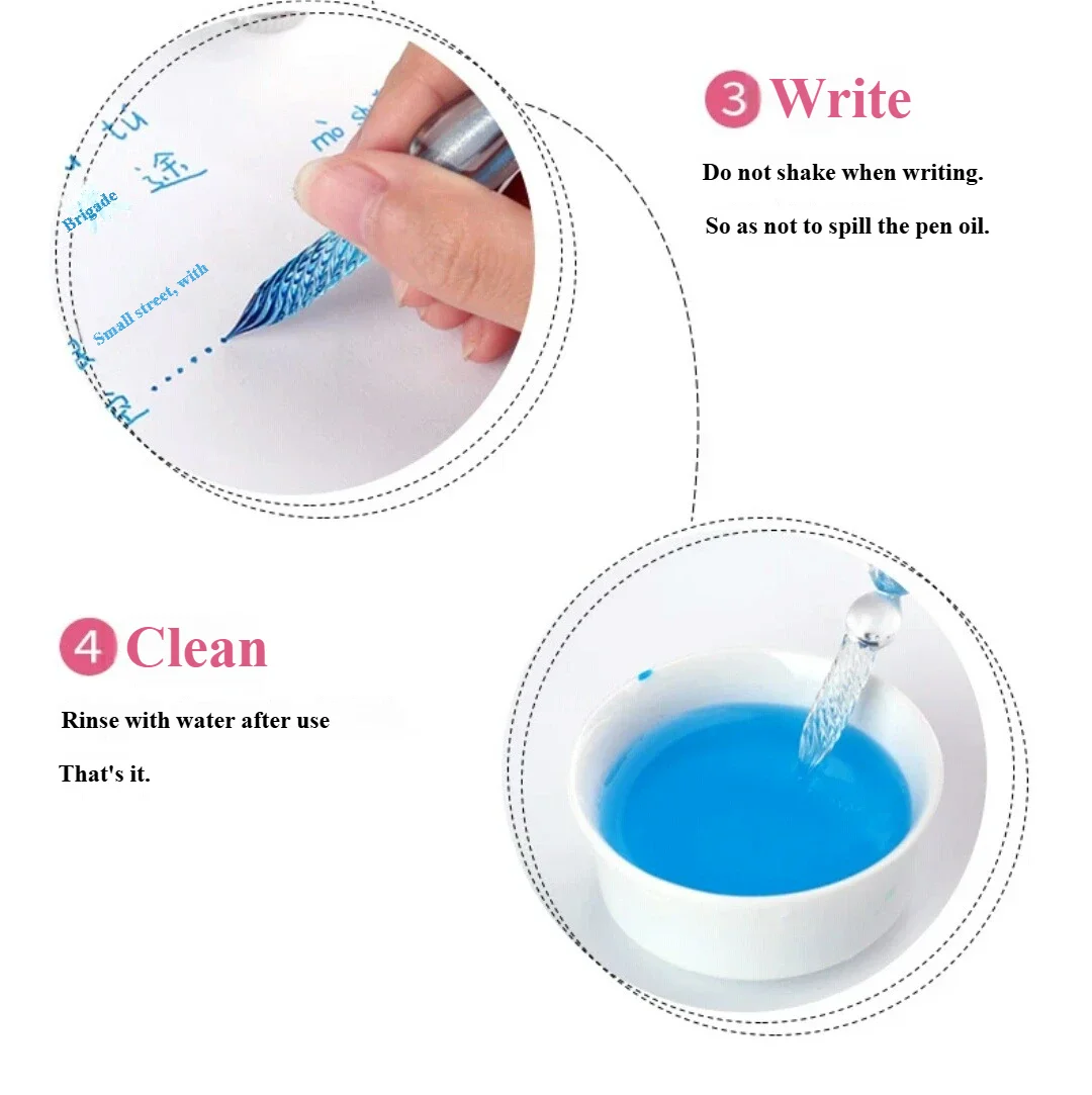 Embedded flower glass pen set, colored dipping pen, street vendor gift box, signature pen, glass pen gift