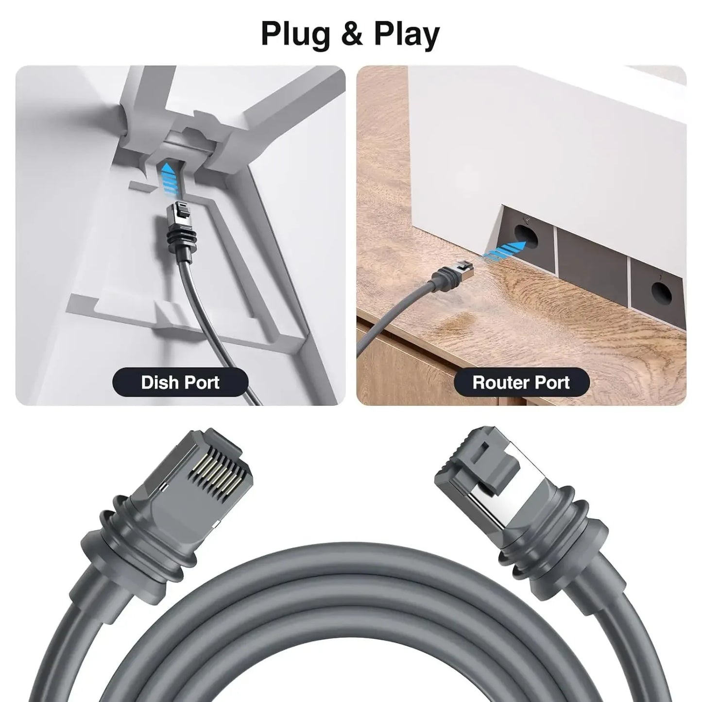 Starlink Version3 Generation Extension Cord 3M 6M 15M 30M 46M 61M Gigabit Ethernet RJ45 Router Cable For Starlink Satellite Gen3