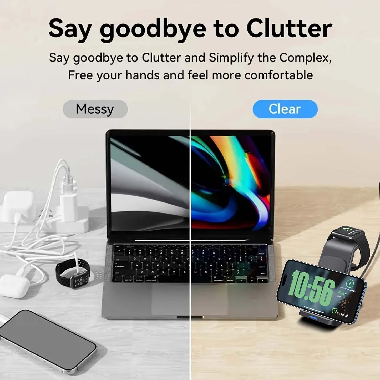 3 In 1 Wireless Charger Stand Fast Charging Station for iPhone 17 16 15 14 13 12 11 iWatch 10/9/8/7 Ultra Airpods Phone Holder