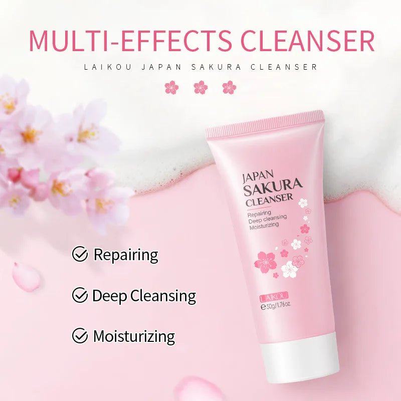 7pcs Sakura Skin Care Set Moisturizing Brightening Sunscreen Cleanser Fine Lines Delay Skin Aging  Nourish Daily Face Care Suit