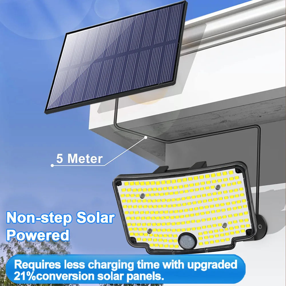 254/243LED Outdoor Solar Lights Garden Solar Powered Security Light Flood Light Motion Sensor 3 Mode Waterproof Garden Shed Yard