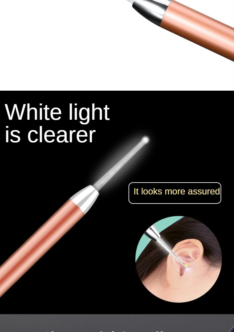 LED FlashLight Earpick Baby Ear Cleaner Endoscope Penlight Spoon Cleaning Ear Curette Light Spoon with Magnifier Ear Wax Removal