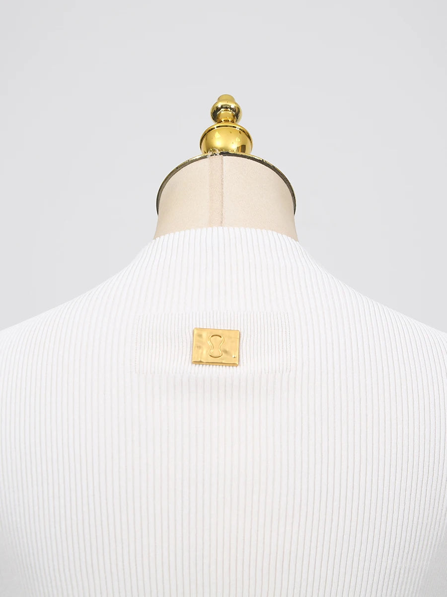 VGH American Casual Spliced Hollow Out Vest for Women Stand Collar Sleeveless Slimming Minimalist Tank Top Female Clothing New