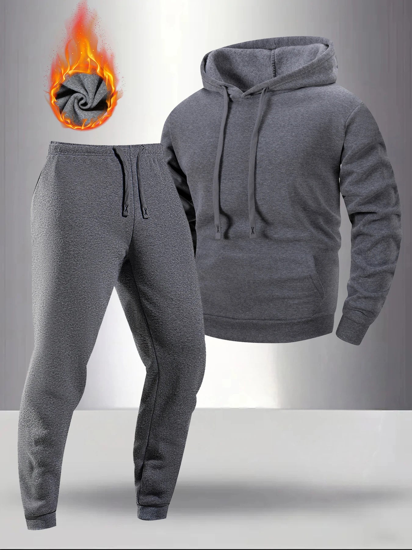 Men's Casual Tracksuit Spring and Autumn Solid Color Hoodie+pants Two-piece Set Outdoor Warm Daily Sportswear Male Pullover Set
