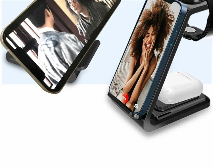 3 In 1 Wireless Charger Stand Fast Charging Station for iPhone 17 16 15 14 13 12 11 iWatch 10/9/8/7 Ultra Airpods Phone Holder