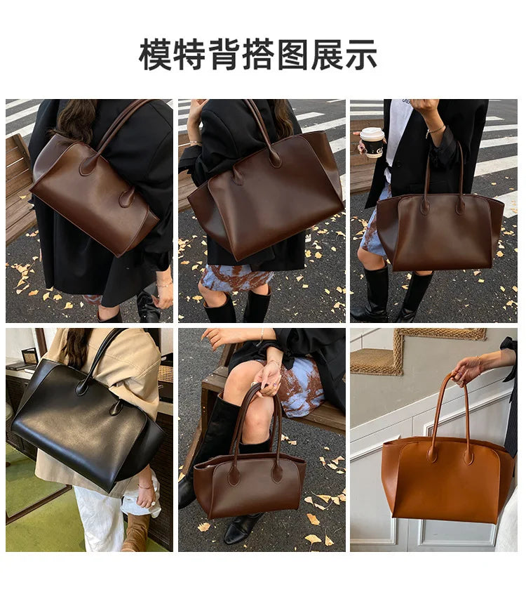 Luxury Women's Large Tote Bag Genuine Leather Shoulder Bags 2025 Female Retro Handbags High Quality Ladies Messenger Bag Black
