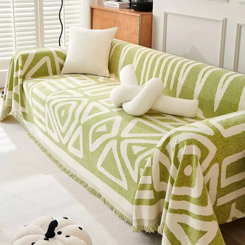 Bohemia Jacquard Slipcover Chenille Sofa Cover with Tassels Sofa Towel Living Room Camping Multipurpose Blanket Furniture Decor