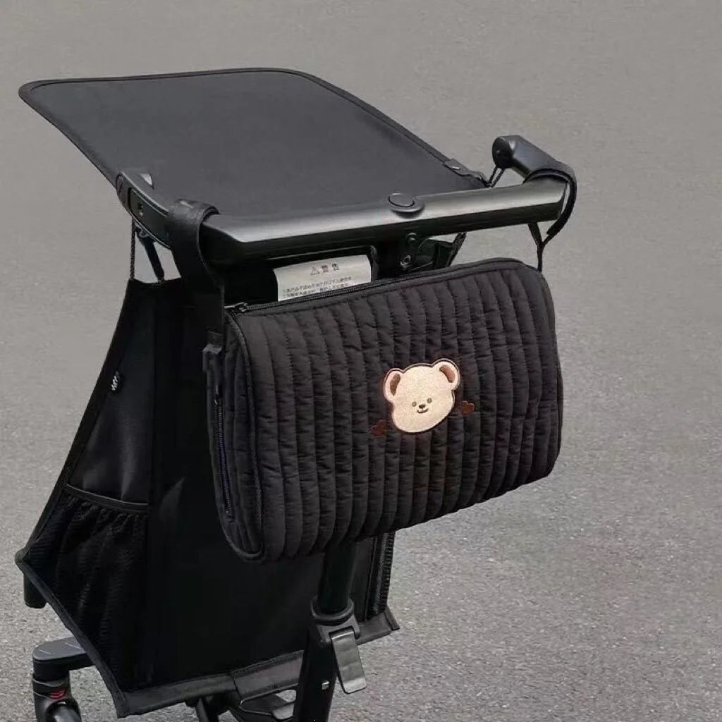 Cute Bear Stroller Hanging Bag Portable Multifunctional Diaper Bag with Large Capacity Mommy Bag for Baby Stroller Travel