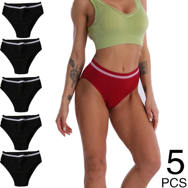 S-3XL 3-5Pcs Women Sport Briefs High Waist Panties Comfort Solid Color Underwear Sexy Underpants Intimate Lingerie Soft Briefs