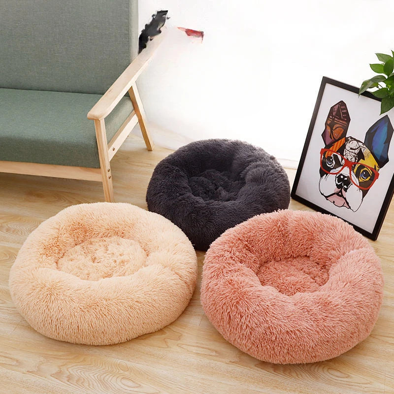 Home Plush Pet Nest Winter Cat Nest Dog Nest Warm Detachable and Washable Round Cat Nest Pet Bed Seasonal Universal Decoration