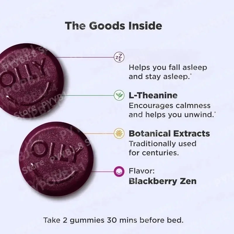 Sleep Gummies Contain L-Theanine & Botanicals Helps To Calm The Mind Promote Healthy Sleep Cycle Blackberry Flavor 60 Count