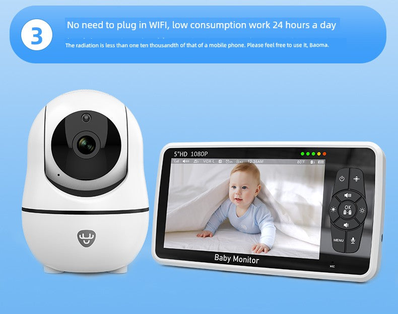 Smart Home Baby Child Sleeping Monitor Wireless HD Night Vision Voice Intercom Cry Reminder for Newborn to 10 Years Old
