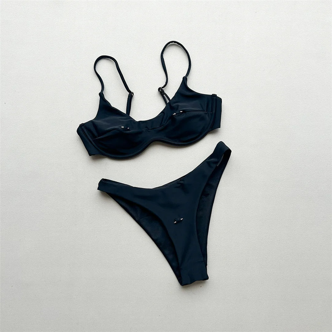 New Underwired Bikini Female Swimsuit Women Swimwear Two-Pieces Bikini Set Brazilian Padded Bather Bathing Suit Swim V7743