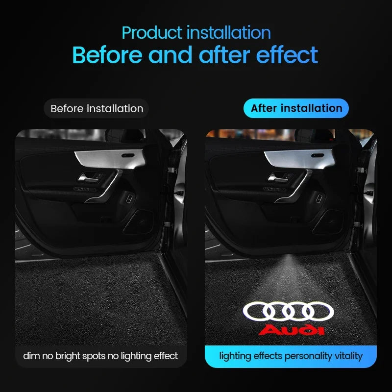 2Pcs Car Door Laser Projector LED HD Welcome Lamp For Audi S Line RS A1 A3 A4 A6 A7 Q3 Q5 Q7 RS3 RS4 RS5 S3 S4 S5 S7
